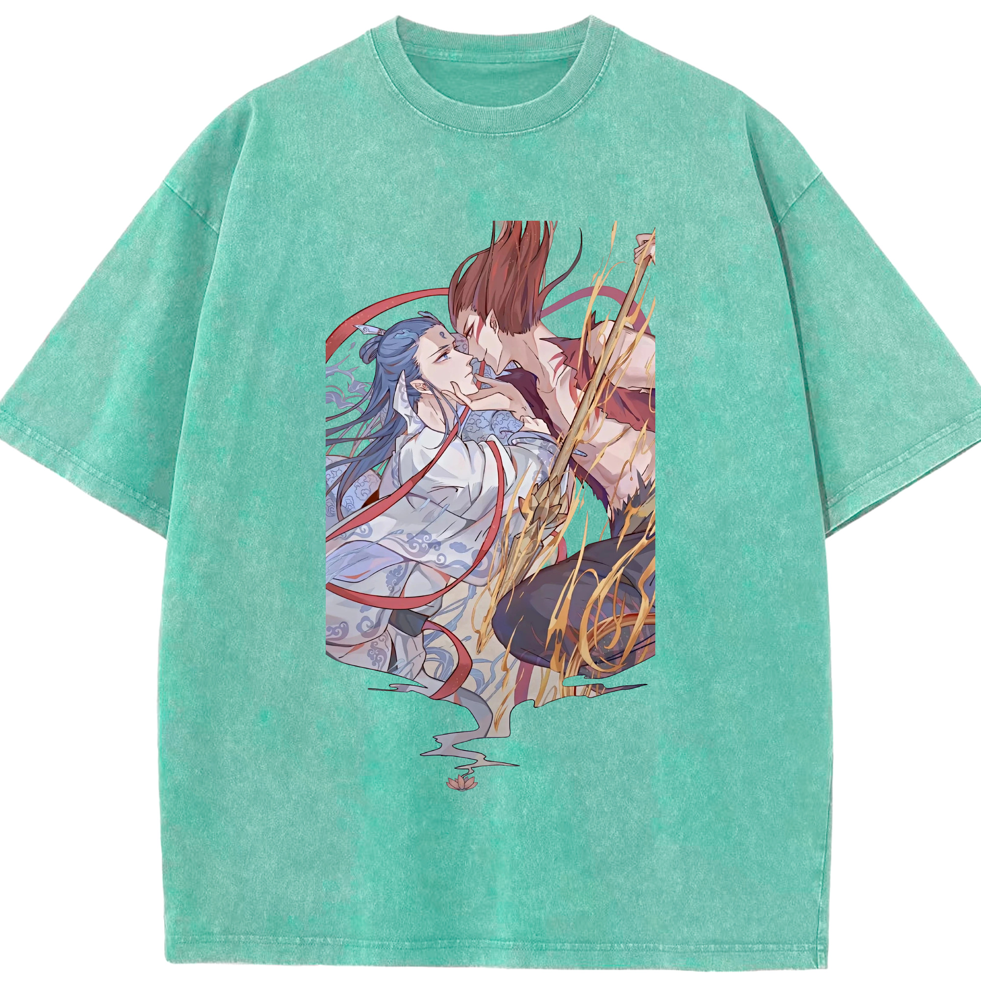 （画像用） Ne Zha 2 ナタ 魔童の大暴れ 綿100% ヴィンテージ風 半袖Tシャツ（フロントプリント）